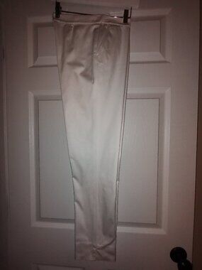 RALPH LAUREN SLIM ANKLE PANTS COTTON FLAT FRONT SIDE POCKETS SIDE ZIP WHITE SZ6